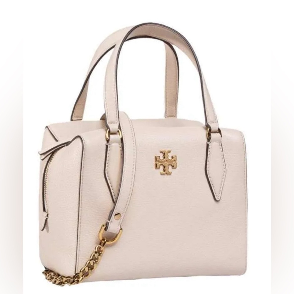TORY BURCH Kira Pebble Small Satchel with handles and chain crossbody strap